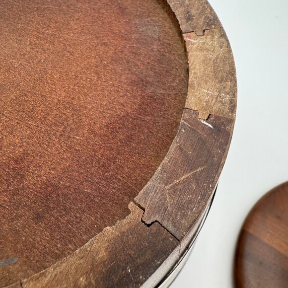 Vintage Wooden Ice Bucket with Gold Handle  Mid Century - Picture 10 of 13